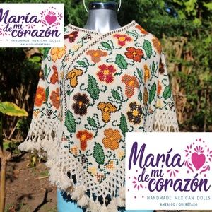 FLORAL EMBROIDERED MEXICAN PONCHO